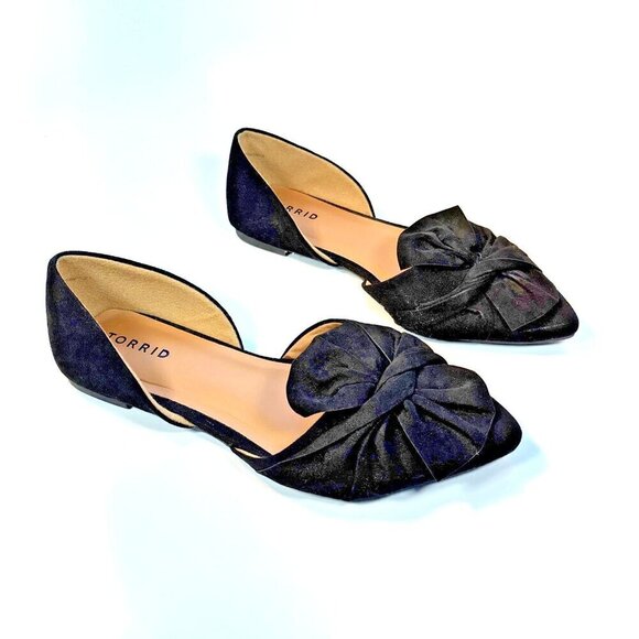 TORRID Flat Shoes Black Pointed Toe Sip-On Loafers With Bow Comfy Women's 9.5 W - Picture 3 of 10